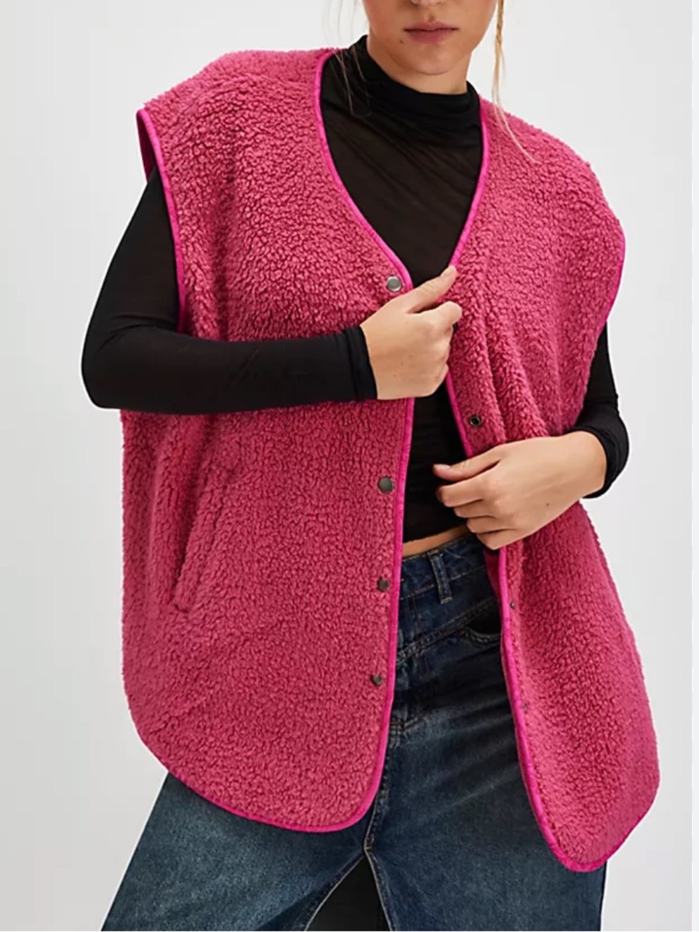 Free People Pink Sherpa Vest